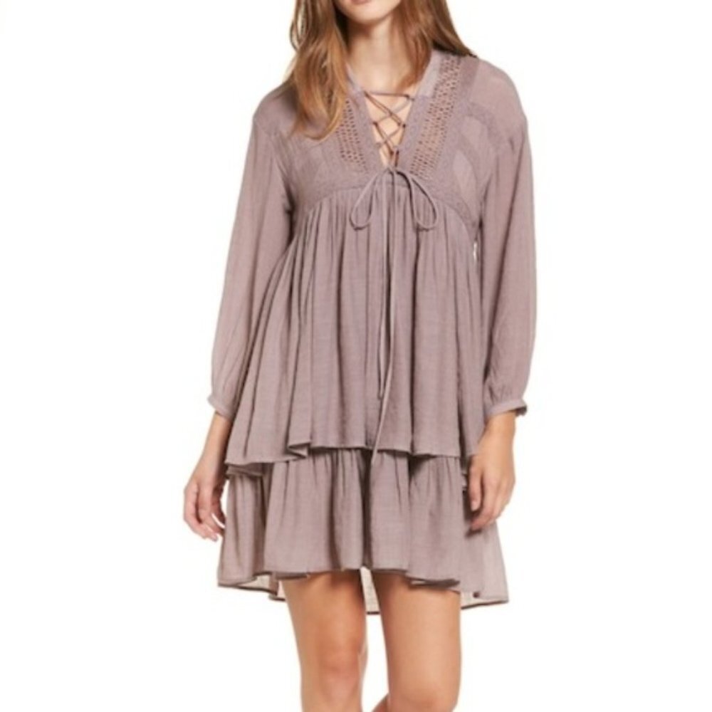NWT Sun & Shadow Lace-Up Peasant Dress size Small (I39)